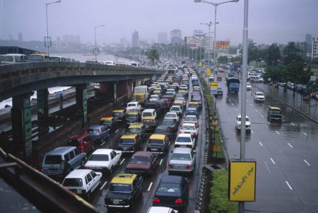 Photo for Bombay traffic in rainy season, bombay mumbai, maharashtra, india - Royalty Free Image