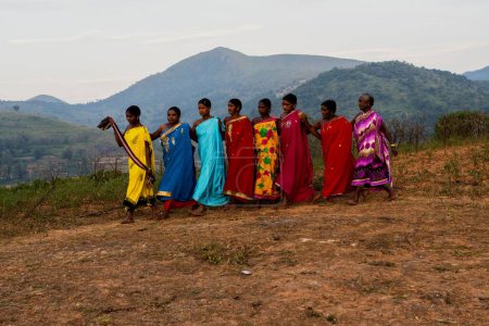Photo for Women performing Dhimsa folk dance, Andhra Pradesh, India, Asia - Royalty Free Image