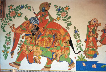 Photo for Wall painting, rajasthan, india, asia - Royalty Free Image