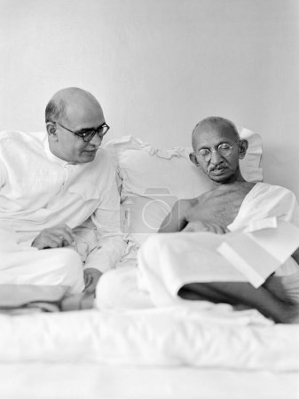 Photo for Mahadev Desai and Mahatma Gandhi at Birla House, Mumbai, August 1942, India - Royalty Free Image