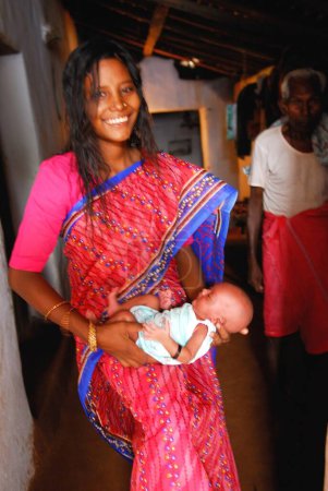 Photo for Ho tribes mother with baby, Chakradharpur, Jharkhand, India - Royalty Free Image