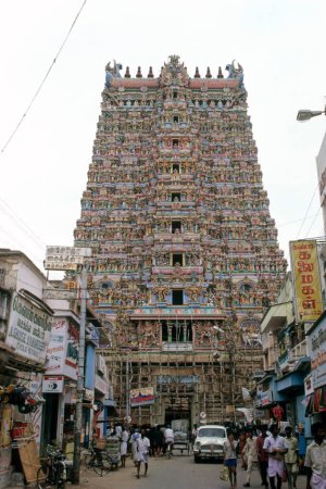 Photo for West tower in Sri Meenakshi Temple ; Madurai ; Tamil Nadu ; India - Royalty Free Image