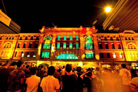 Photo for White night festival, Flinders street, Melbourne, Victoria, Australia - Royalty Free Image