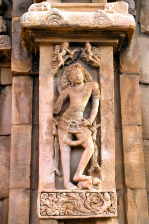 Site du patrimoine mondial de l'UNESCO, sculpture Lord Shiva dans le temple de Pattadakal huit siècle, Karnataka, Inde