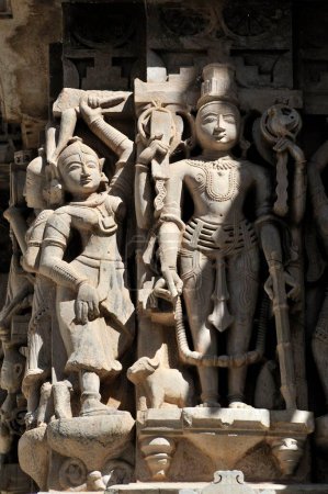 Dancers and deities on the wall of jagdish temple of vishnu in udaipur at rajasthan india Asia