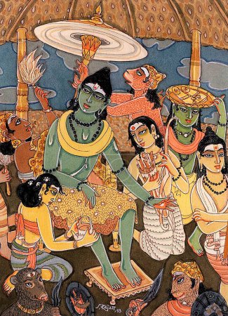 Foto de Hinduismo, arte hindú, arte de la academia himalaya, religión, espiritualidad, artista S. Rajam, rama, culto, devoción, hanuman - Imagen libre de derechos