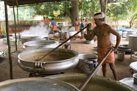 Photo for Feast preparation in kitchen of Sree Nagaraja temple during Ayilyam festival, Mannarsala, Kerala, India - Royalty Free Image