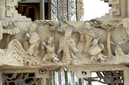 Téléchargez les photos : Wat Phra Chetuphon monastère King Rama one Chakri dynastie 16ème siècle plus grand temple en Thaïlande ; sculpture en pierre chinoise ; Thaïlande ; Asie du Sud-Est - en image libre de droit