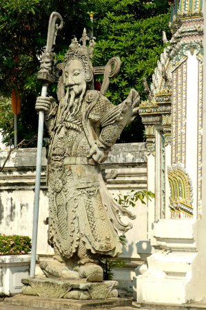 Wat Phra Chetuphon Kloster König Rama einer Chakri-Dynastie 16. Jahrhundert größter Tempel in Thailand; Chinesische Steinskulptur Lan Than Nai Tvarapala Chinesische Felsriesen am geschützten Tor; Thailand; Südostasien
