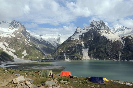 tent sheshnag lake, amarnath yatra, Jammu Kashmir, India, Asia