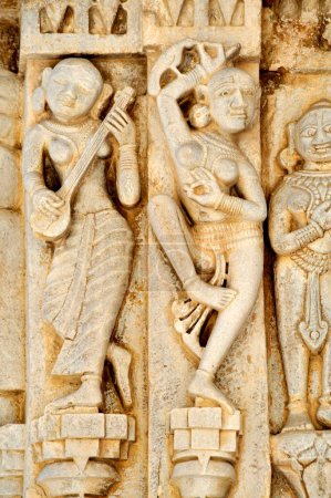 carving of woman dancers Jagdish temple of vishnu in udaipur at rajasthan india Asia