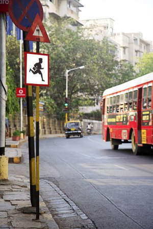 Photo for Traffic sign board ; Morarka chowk ; DR. Gopalrao Deshmukh marg ; Peddar road ; Grant Road ; Bombay Mumbai ; Maharashtra ; India - Royalty Free Image