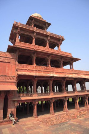 Panch Mahal à Fatehpur Sikri construit au cours de la seconde moitié du XVIe siècle en grès rouge ; capitale de l'empire moghol ; Agra ; Uttar Pradesh ; Inde Patrimoine mondial de l'UNESCO