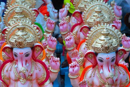 Photo for Ganesh ganpati Festival Elephant head Lord procession , pune , Maharashtra , India - Royalty Free Image