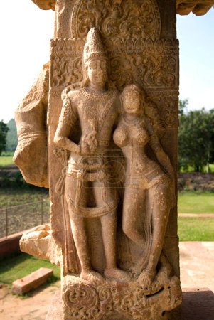 Pareja divina; esculturas en el templo de Papanatha del siglo VIII dedicado a Mukteswara; Patrimonio de la Humanidad por la UNESCO; Pattadakal; Karnataka; India