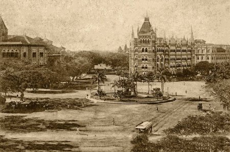 Téléchargez les photos : Vintage photo de route de l'esplanade, Bombay, maharashtra, Inde, Asie - en image libre de droit
