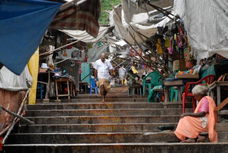 Photo for Stalls on both side of steps, Tirutani, Tamil Nadu, India - Royalty Free Image