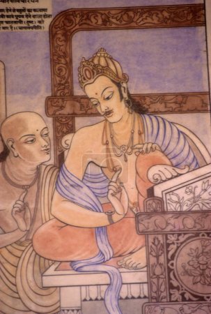 Téléchargez les photos : Peinture miniature de chanakya et roi chandragupta, Inde - en image libre de droit