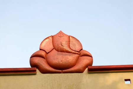 Ganesh statue on buildings terrace at Ganpatipule ; district Ratnagiri ; state Maharashtra ; India 