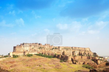 Front view of Mehrangarh or meherangarh fort ; Jodhpur ; Rajasthan ; India