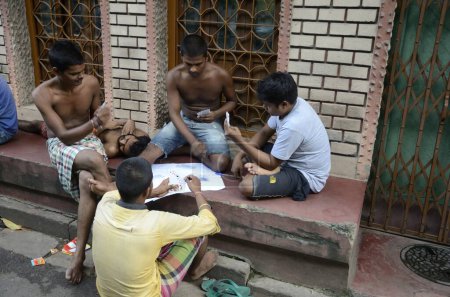 Photo for Men playing card, Kolkata, West Bengal, India, Asia - Royalty Free Image