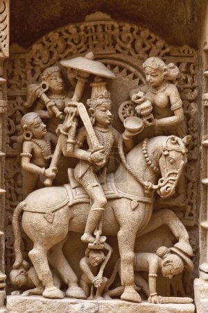 Téléchargez les photos : Kalki Dashavtar ; Rani ki vav ; step well ; stone carving ; Patan ; Gujarat ; Inde - en image libre de droit