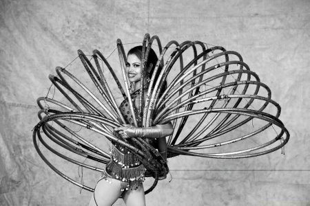 Photo for Woman performing hula hoop in circus, india, asia - Royalty Free Image