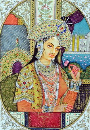 Foto de Pintura en miniatura de la reina mogol Mumtaz India Asia - Imagen libre de derechos