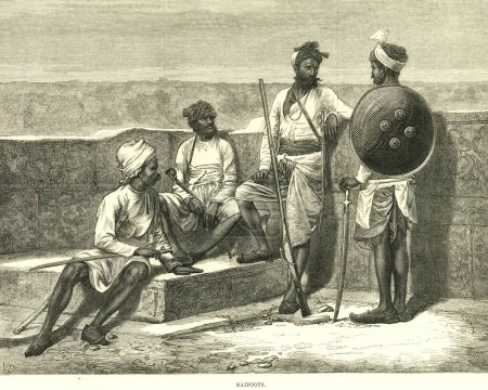 Téléchargez les photos : Portraits lithographiques Rajpoots ou Rajput IL News 12 février 1876, Inde - en image libre de droit