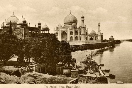 Photo for Heritage ; old picture postcard ; Taj Mahal from river side ; Agra ; Uttar Pradesh ; India - Royalty Free Image