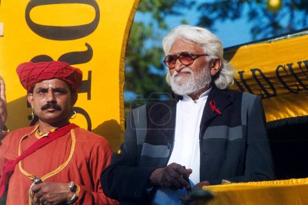 Photo for M.F. Hussain Maqbool Fida Hussain world famous painter at race course - Royalty Free Image