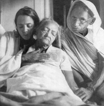 Foto de Últimos momentos de Kasturba Gandhis en el Palacio de Aga Khan, Pune, Maharashtra, India, durante la detención, 22 de febrero de 1944 - LIBERACIÓN DEL MODELO NO DISPONIBLE - Imagen libre de derechos