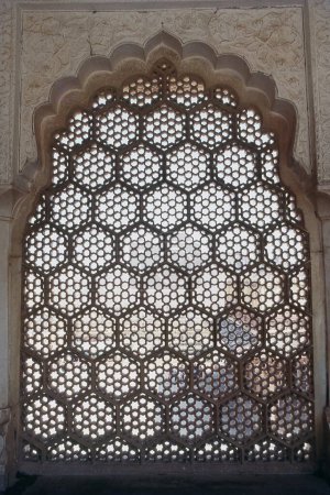 Marmor-Jali in Ganesh Pole, Bernstein-Fort, Jaipur, Rajasthan, Indien, Asien