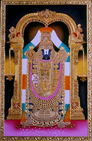 Téléchargez les photos : Peinture miniature de seigneur tirupati balaji ; Inde - en image libre de droit
