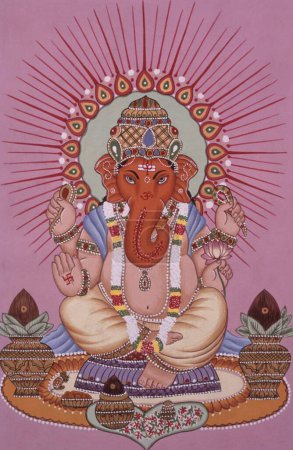 Foto de Lord Ganesh ganpati Pintura en miniatura sobre papel - Imagen libre de derechos