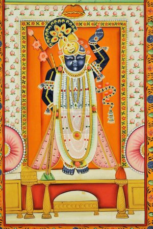 Photo for Lord Srinathji Nathdwara pichwai artwork painting - Royalty Free Image