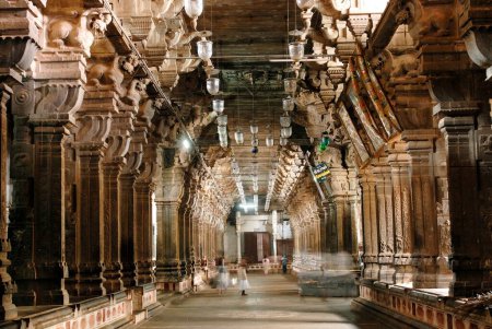 Foto de Colonnade en el segundo Prakara; Chidambaram Nataraja templo; Chidambaram; Tamil Nadu; India - Imagen libre de derechos