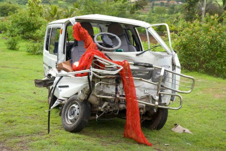 Photo for Car accident at malshej Ghat , Raigad , Maharashtra , India - Royalty Free Image