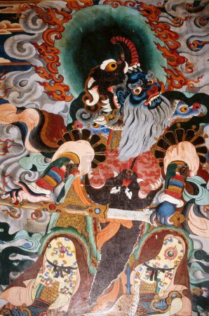 Téléchargez les photos : Monastère bouddhiste, peinture murale, monastère rumtek, Sikkim, Inde - en image libre de droit