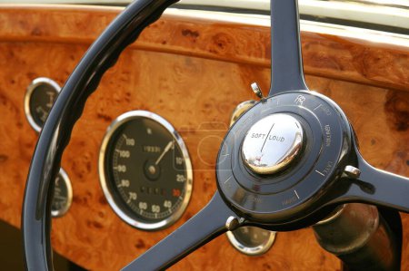 Photo for Cars Vehicles Automobiles , vintage car , Steering wheel of 1937 Rolls Royce Car - Royalty Free Image
