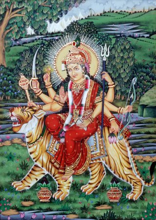 Téléchargez les photos : Déesse Durga peinture miniature - en image libre de droit