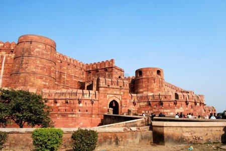 Téléchargez les photos : Grand angle de fort rouge, Agra, Uttar Pradesh, Inde - en image libre de droit