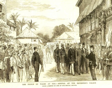 Photo for The Prince of Wales at Goa, the Graphic 1st January 1876, arrival at the Governors palace, India - Royalty Free Image