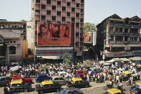 Photo for Crowd outside hindi theatre Novelty, bombay mumbai, maharashtra, india - Royalty Free Image