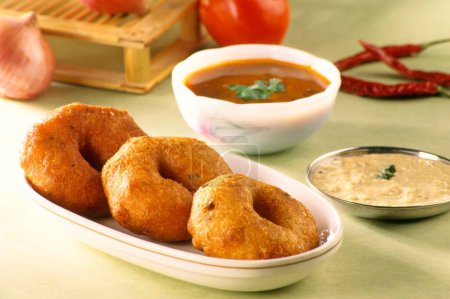 Snacks , fast food medu vadas and sambar chatni