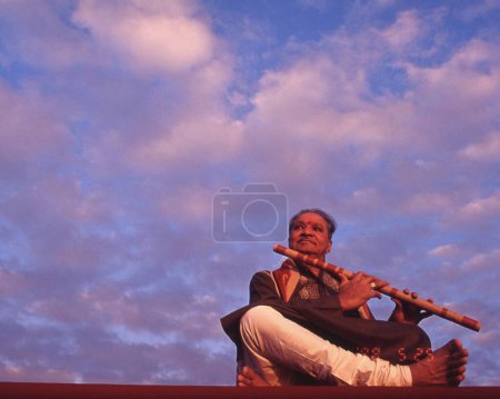 Photo for Indian classical flutist, hariprasad chaurasia, India, Asia, - Royalty Free Image