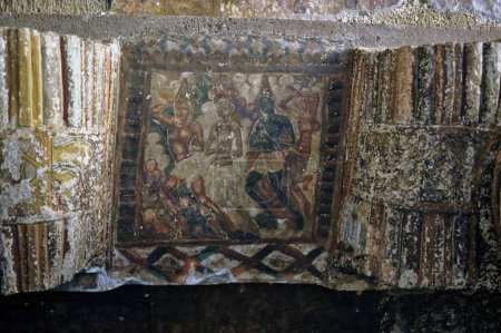 Photo for Paintings on ceilings, ellora caves, aurangabad, maharashtra, India, Asia - Royalty Free Image