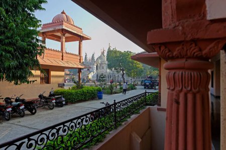 Architecture Vihar staying place for devotees at Swaminarayan temple complex, Gondal, Rajkot district, Saurashtra, Gujarat, India 