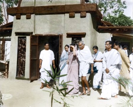 Foto de Mahatma Gandhi en Santiniketan, Bengala Occidental, India, 18 de febrero de 1940 - Imagen libre de derechos