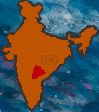 Photo for Illustration Telangana Location map India - Royalty Free Image